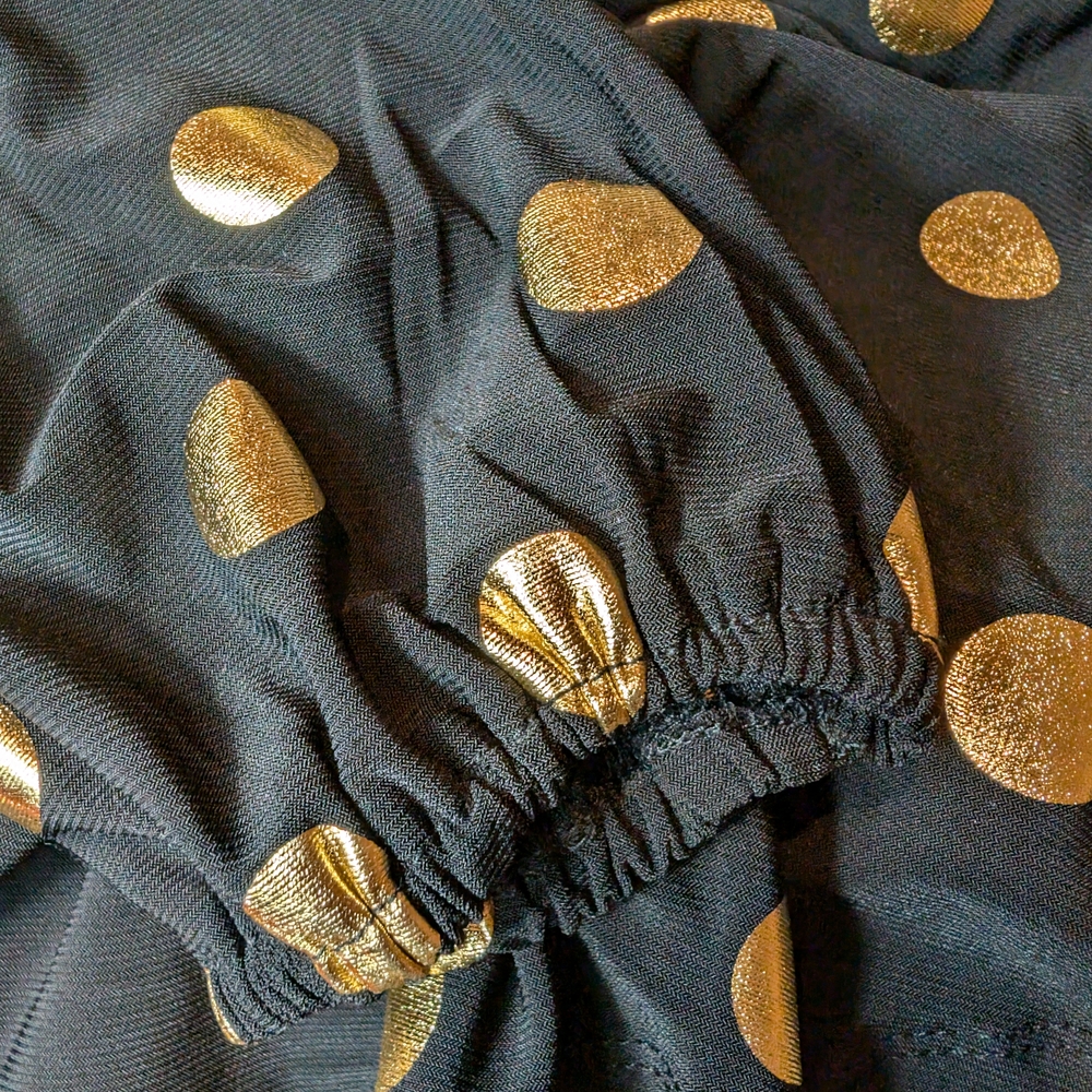 Black and Gold Polka Dot Women's Top - Picture 5 of 12